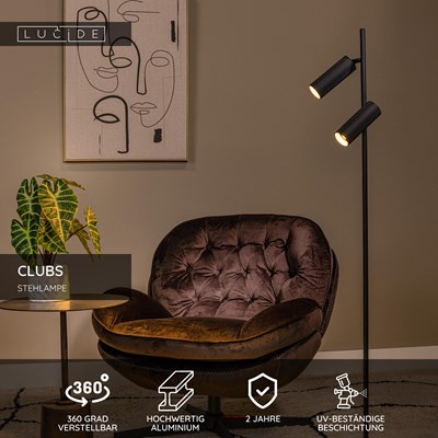 Lucide CLUBS - Stehlampe - 2xGU10 - Schwarz